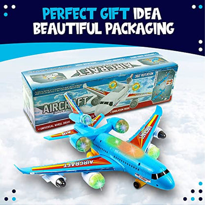 Toysery Airplane Toys for Kids, Bump and Go Action, Toddler Toy Plane with LED Flashing Lights and Sounds for Boys & Girls 3-12 Years Old (Airplane)