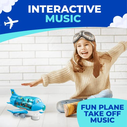 Toysery Airplane Toys for Kids, Bump and Go Action, Toddler Toy Plane with LED Flashing Lights and Sounds for Boys & Girls 3-12 Years Old (Cargo Airplane)