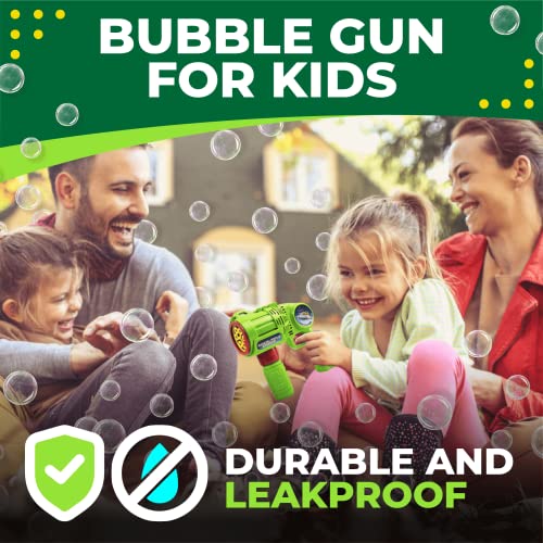 Toysery Bubble Gun Bubble Blower for Kids, Non-Toxic Handheld Bubble Machine with Leak-Resistant Design. Easy Refill Bubble Included