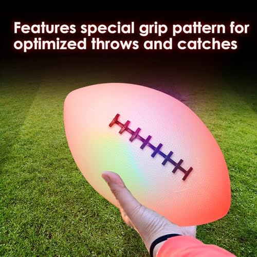 Toysery Light Up Football - Glow in The Dark LED Ball - Football for Night Sports - Fun Boy Toys for Beach and Backyard - Outdoor Sports Birthday Gifts for Boys Ages 3 and above (Orange)