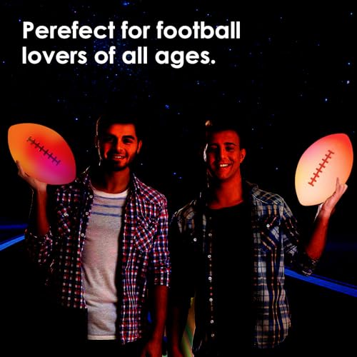 Toysery Light Up Football - Glow in The Dark LED Ball - Football for Night Sports - Fun Boy Toys for Beach and Backyard - Outdoor Sports Birthday Gifts for Boys Ages 3 and above (Orange)