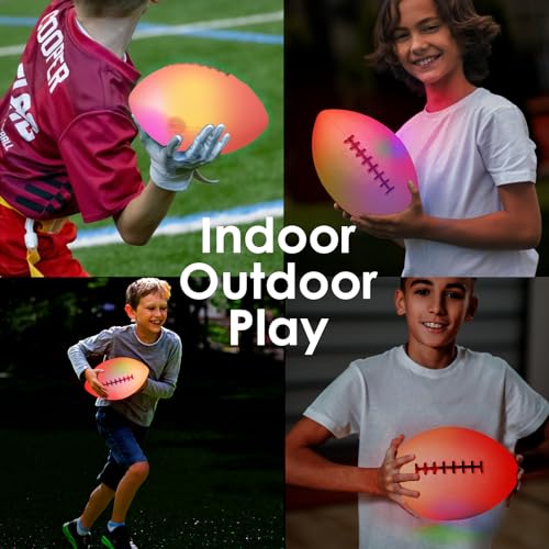 Toysery Light Up Football - Glow in The Dark LED Ball - Football for Night Sports - Fun Boy Toys for Beach and Backyard - Outdoor Sports Birthday Gifts for Boys Ages 3 and above (Orange)