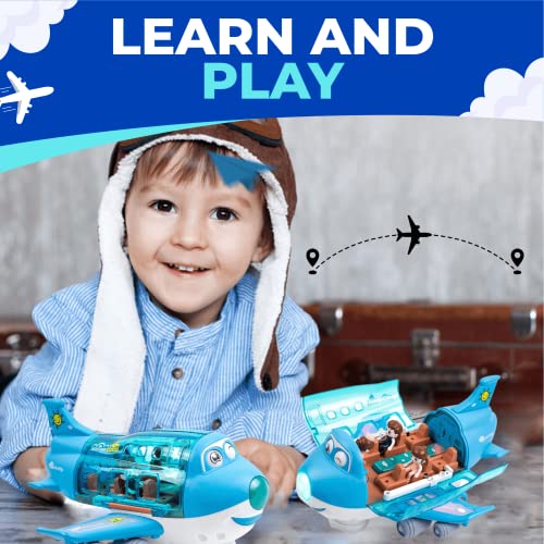 Toysery Airplane Toys for Kids, Bump and Go Action, Toddler Toy Plane with LED Flashing Lights and Sounds for Boys & Girls 3-12 Years Old (Cargo Airplane)