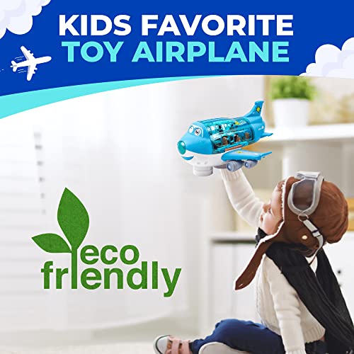 Toysery Airplane Toys for Kids, Bump and Go Action, Toddler Toy Plane with LED Flashing Lights and Sounds for Boys & Girls 3-12 Years Old (Cargo Airplane)