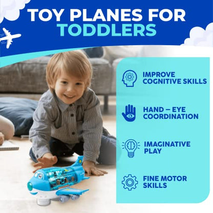 Toysery Airplane Toys for Kids, Bump and Go Action, Toddler Toy Plane with LED Flashing Lights and Sounds for Boys & Girls 3-12 Years Old (Cargo Airplane)