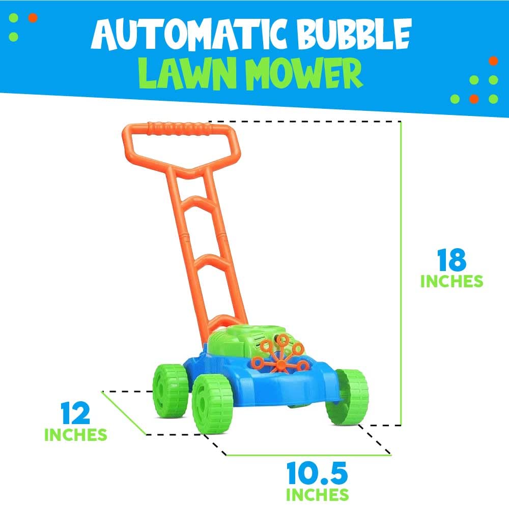 Toysery Bubble Lawn Mower Toy with Realistic Sounds. Push-Along Bubble Blower Toys for Boys and Girls