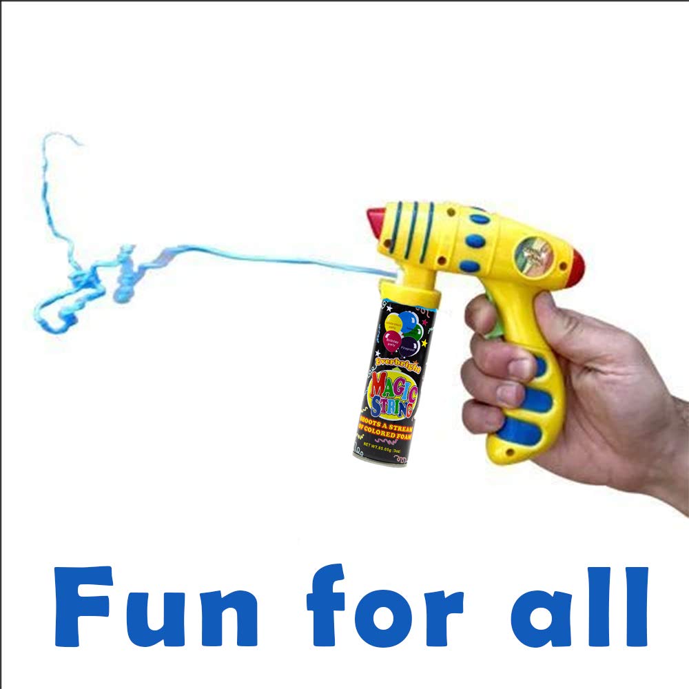 Toysery Party Streamer - Ultimate Spray String for Kids. Elevate Your Celebrations with Crazy String Fun! Comes with 24 Party Spray String in Can (3oz) & 4 Streamer Shooter Guns