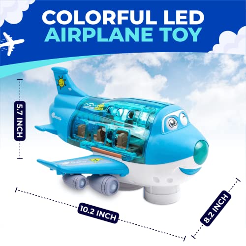 Toysery Airplane Toys for Kids, Bump and Go Action, Toddler Toy Plane with LED Flashing Lights and Sounds for Boys & Girls 3-12 Years Old (Cargo Airplane)