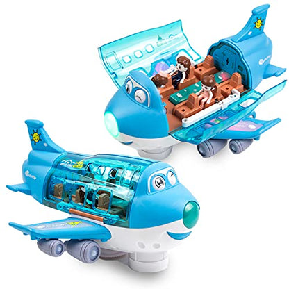 Toysery Airplane Toys for Kids, Bump and Go Action, Toddler Toy Plane with LED Flashing Lights and Sounds for Boys & Girls 3-12 Years Old (Cargo Airplane)