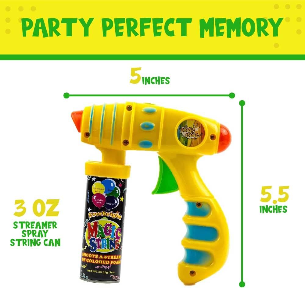 Toysery Party Streamer - Ultimate Spray String for Kids Christmas Party. Elevate Your Celebrations with Crazy String Fun! Comes with 12 Party Spray String in Can (3oz) & 3 Streamer Shooter Guns