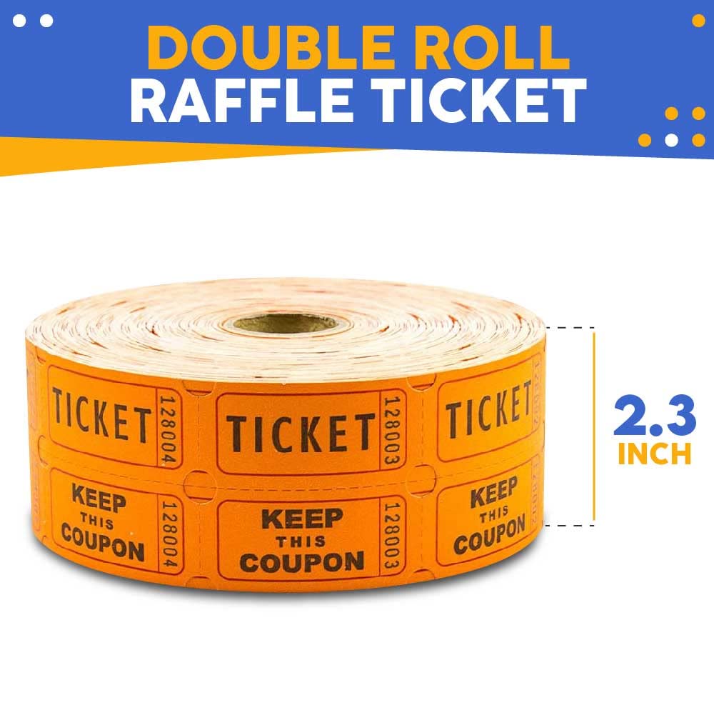 Toysery Multicolor Raffle Tickets - 6000 Tickets (3 Double Rolls of 2000 Tickets Roll), Consecutively Numbered Fundraiser 50/50 Raffle Tickets for Christmas Party, Concert, Carnivals & Other Event