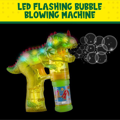 Toysery Dinosaur Bubble Machine for Kids 3-5. Dino Bubble Gun LED Lights and Music. Dinosaur Bubble Gun with Bubble Solution, Dinosaur Toys for Kids, Dinosaur Bubbles Machine Gun (1 Pack)