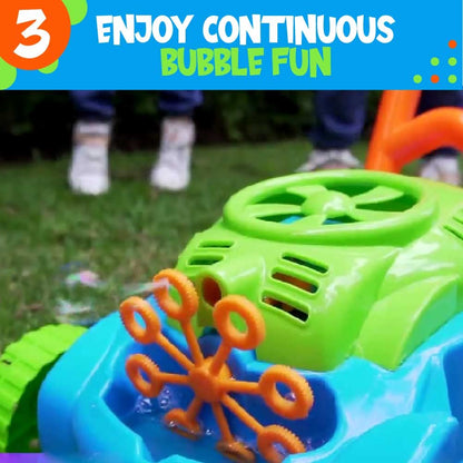 Toysery Bubble Lawn Mower Toy with Realistic Sounds. Push-Along Bubble Blower Toys for Boys and Girls