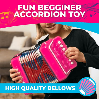 Kids Toy Accordion with 7 Vocal Keys. Portable Mini Musical Instrument with Easy to Carry Back Strap included. Ideal for Kids 3+ Purple