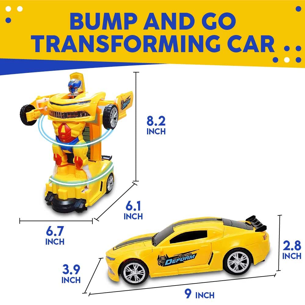 Toysery Transforming Robot Car - One Button Transformation Toy Car with Realistic Engine Sounds, LED Lights and 360 Degree Rotation Speed Drifting Function