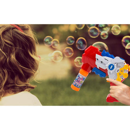 Toysery Bubble Blaster for Kids, Light Up Bubble Gun Blower with LED Colorful Lights and Music, Easy Refill Party Favors Bubble Solution, Handheld Bubble Maker Summer Toy for Toddlers Boys and Girls