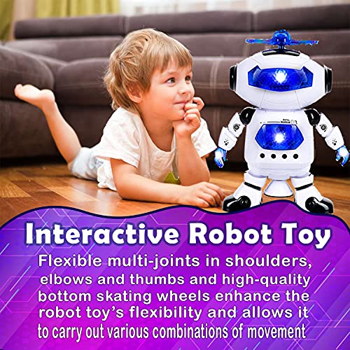 Toysery Walking Robot Toys for Kids - 360° Body Spinning Dancing Robot Toy with LED Lights Flashing and Music, Smart Interactive Electronic Kids Robot Toy, Baby Walking Toy for Toddler Boys and Girls