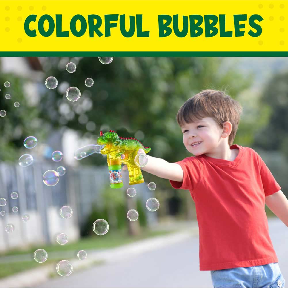 Toysery Dinosaur Bubble Machine for Kids 3-5. Dino Bubble Gun LED Lights and Music. Dinosaur Bubble Gun with Bubble Solution, Dinosaur Toys for Kids, Dinosaur Bubbles Machine Gun (1 Pack)