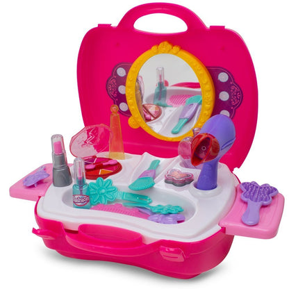 Toysery 21-Piece Pretend Play Makeup Kit for Girls – Kid’s Vanity Makeup Kit with Beauty Salon Case, Lightweight & Portable Barbie Make Up Cosmetics Set for Toddlers