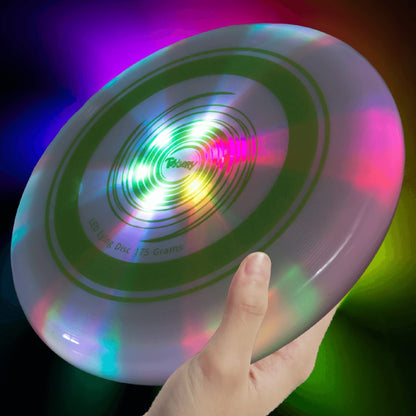 Toysery LED Light Up Frisbee Flying Disc - Glow in The Dark Party Supplies for Kids - Ultimate Fresbee Light Up Adventure for Day and Night - Ideal Camping Gift Glow in The Dark Fresbees for Adults