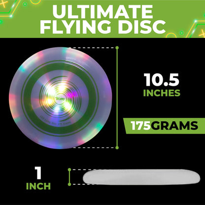 Toysery LED Light Up Frisbee Flying Disc - Glow in The Dark Party Supplies for Kids - Ultimate Fresbee Light Up Adventure for Day and Night - Ideal Camping Gift Glow in The Dark Fresbees for Adults