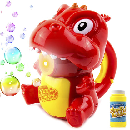 Toysery Dinosaur Bubble Blower Machine for Kids, LED Light and Sound Automatic Bubble Machine Toys with Easy Refill Bubble Solution, Professional Bubble Maker for 3 4 5 Year Old Toddler Boys Girls