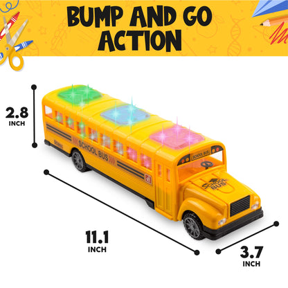 Toysery Yellow School Bus with Flashing LED Lights and Bus Sounds. Bump and Go Action Bus for Boys and Girls 3 Years Old and Above