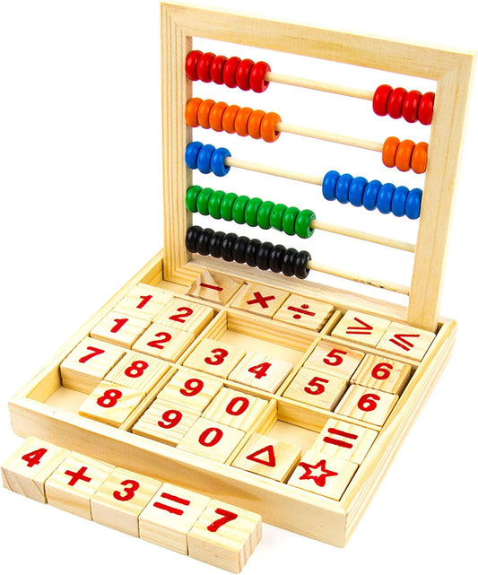 Toysery Abacus for Kids Math Counters, Wooden Educational Counting Toy, Toddler Blocks Kindergarten Toys, Toddler Blocks Wooden Toys, 50 Beads and 30 Blocks, Wooden Blocks for Toddlers 1-3 Large