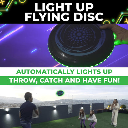 Toysery LED Light Up Fresbee - Glow in The Dark Fresbee for Kids and Adults, Flying Disc Adventure for Day and Night - Easy to Use Ideal for Camping Game (Green)