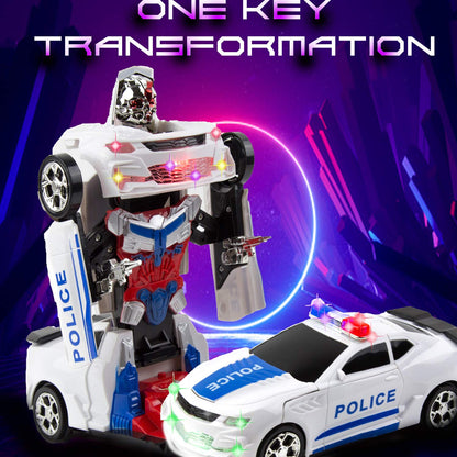 Toysery Transforming Robot Police Car with Light, Smart Robot Police Cars for Kids, Race Car to Robot Toy Transforming Toys for Boys, Bump and Go Toddler Car Robot Toys for Boys Age 7 to 9