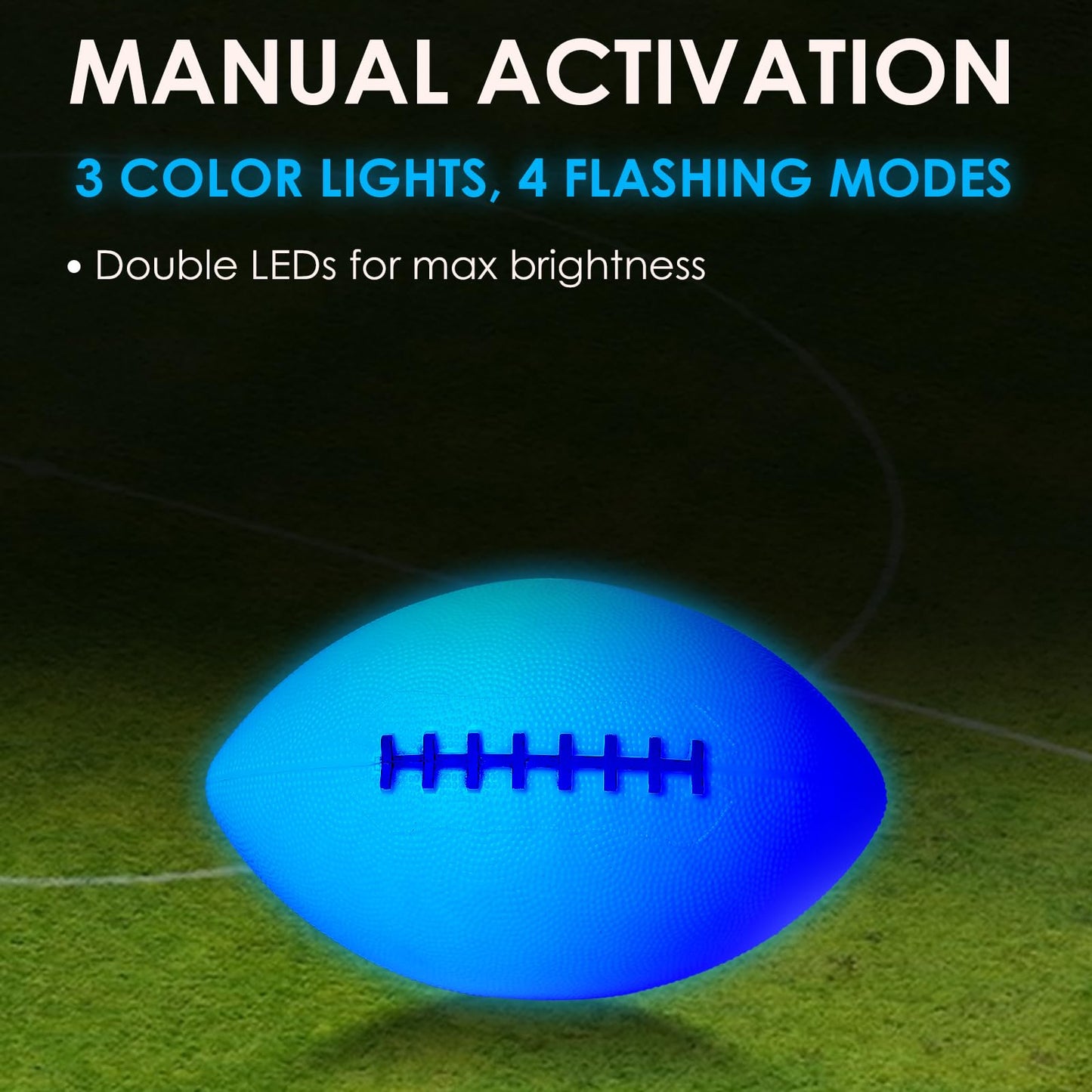 Toysery Light Up Football - Glow in The Dark LED Ball - Football for Night Sports - Fun Boy Toys for Beach and Backyard - Outdoor Sports Birthday Gifts for Boys Ages 3 and above (White)