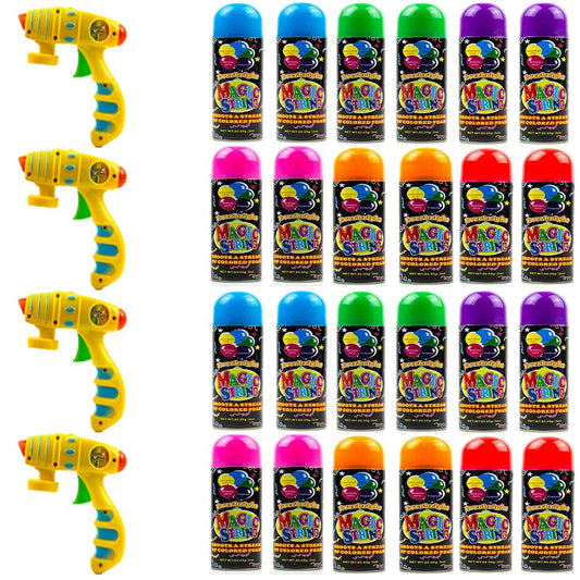 Toysery Party Streamer - Ultimate Spray String for Kids. Elevate Your Celebrations with Crazy String Fun! Comes with 24 Party Spray String in Can (3oz) & 4 Streamer Shooter Guns