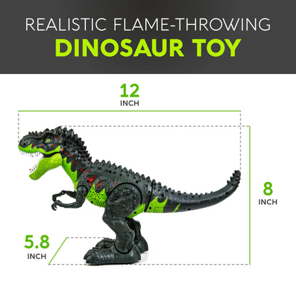 Toysery T-Rex Walking Dinosaur Toy with Simulated Flame Spray, Realistic Sounds and Red Fire Lights on Eyes