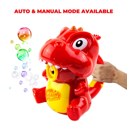 Toysery Dinosaur Bubble Blower Machine for Kids, LED Light and Sound Automatic Bubble Machine Toys with Easy Refill Bubble Solution, Professional Bubble Maker for 3 4 5 Year Old Toddler Boys Girls