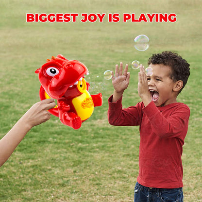 Toysery Dinosaur Bubble Blower Machine for Kids, LED Light and Sound Automatic Bubble Machine Toys with Easy Refill Bubble Solution, Professional Bubble Maker for 3 4 5 Year Old Toddler Boys Girls