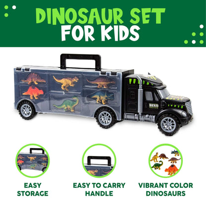 Toysery Dinosaur Transport Carrier Truck for Kids with 6 Vibrant Color Dinosaur Toys. Boys and Girls 3+ Years