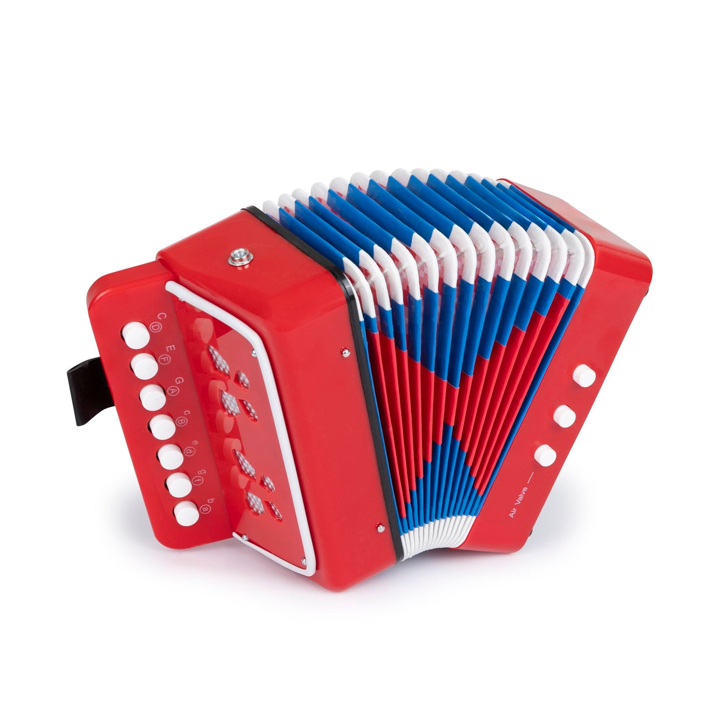 Kids Toy Accordion with 7 Vocal Keys. Portable Mini Musical Instrument with Easy to Carry Back Strap included. Ideal for Kids 3+ Red