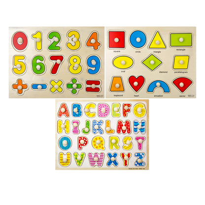 TOYSERY Wooden Puzzles for Toddlers, 3 Sets of Puzzles for Kids, Educational Toys for Toddlers, Puzzle Sets for Kids, Preschool Puzzles for Kids, Learning Puzzle Gift for Children Ages 3+