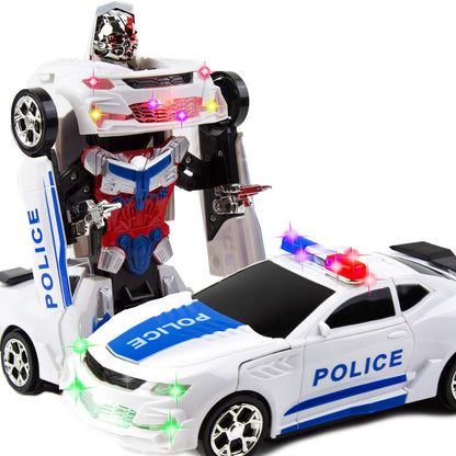 Toysery Transforming Robot Police Car with Light, Smart Robot Police Cars for Kids, Race Car to Robot Toy Transforming Toys for Boys, Bump and Go Toddler Car Robot Toys for Boys Age 7 to 9