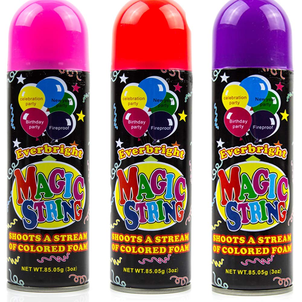 Toysery Party Streamer - Ultimate Spray String for Kids. Elevate Your Celebrations with Crazy String Fun! Comes with 24 Party Spray String in Can (3oz) & 4 Streamer Shooter Guns