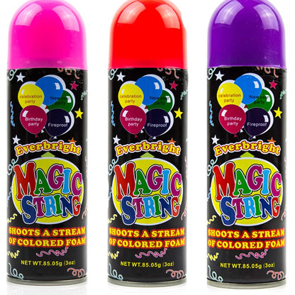 Toysery Party Streamer - Ultimate Spray String for Kids. Elevate Your Celebrations with Crazy String Fun! Comes with 24 Party Spray String in Can (3oz) & 4 Streamer Shooter Guns