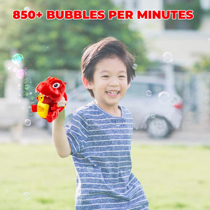 Toysery Dinosaur Bubble Blower Machine for Kids, LED Light and Sound Automatic Bubble Machine Toys with Easy Refill Bubble Solution, Professional Bubble Maker for 3 4 5 Year Old Toddler Boys Girls