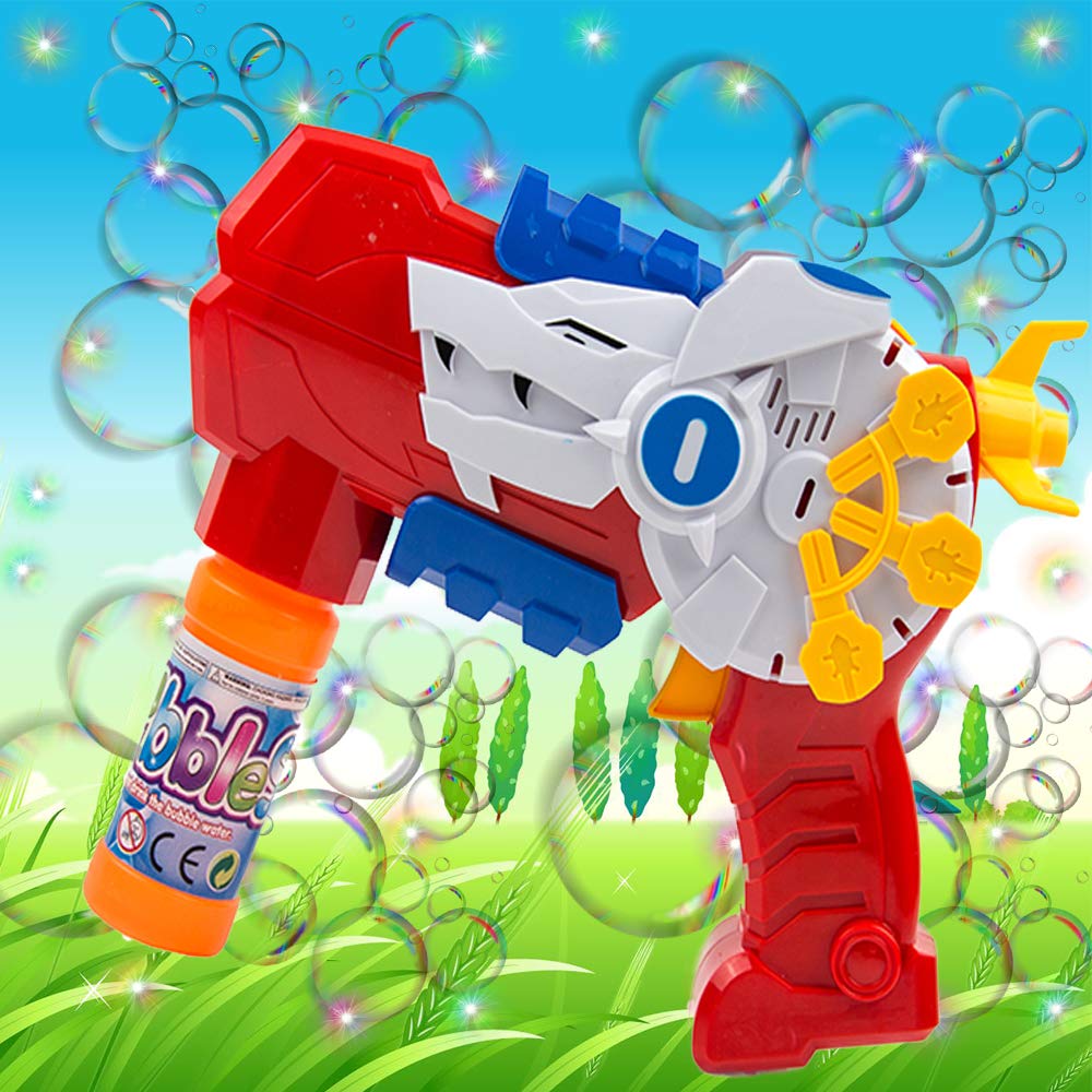 Toysery Bubble Blaster for Kids, Light Up Bubble Gun Blower with LED Colorful Lights and Music, Easy Refill Party Favors Bubble Solution, Handheld Bubble Maker Summer Toy for Toddlers Boys and Girls