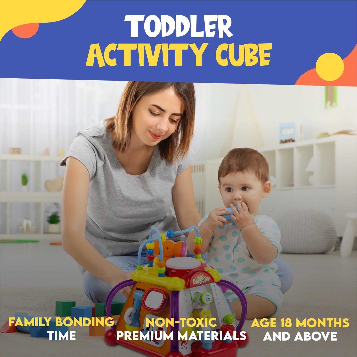 Toysery Baby Activity Center – Toddler Kids Learning & Skill Development Cube with Lights & Music. Enhance Skill Development with a 15 in 1 Game Functions Toy