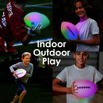 Toysery Light Up Football - Glow in The Dark LED Ball - Football for Night Sports - Fun Boy Toys for Beach and Backyard - Outdoor Sports Birthday Gifts for Boys Ages 3 and above (White)