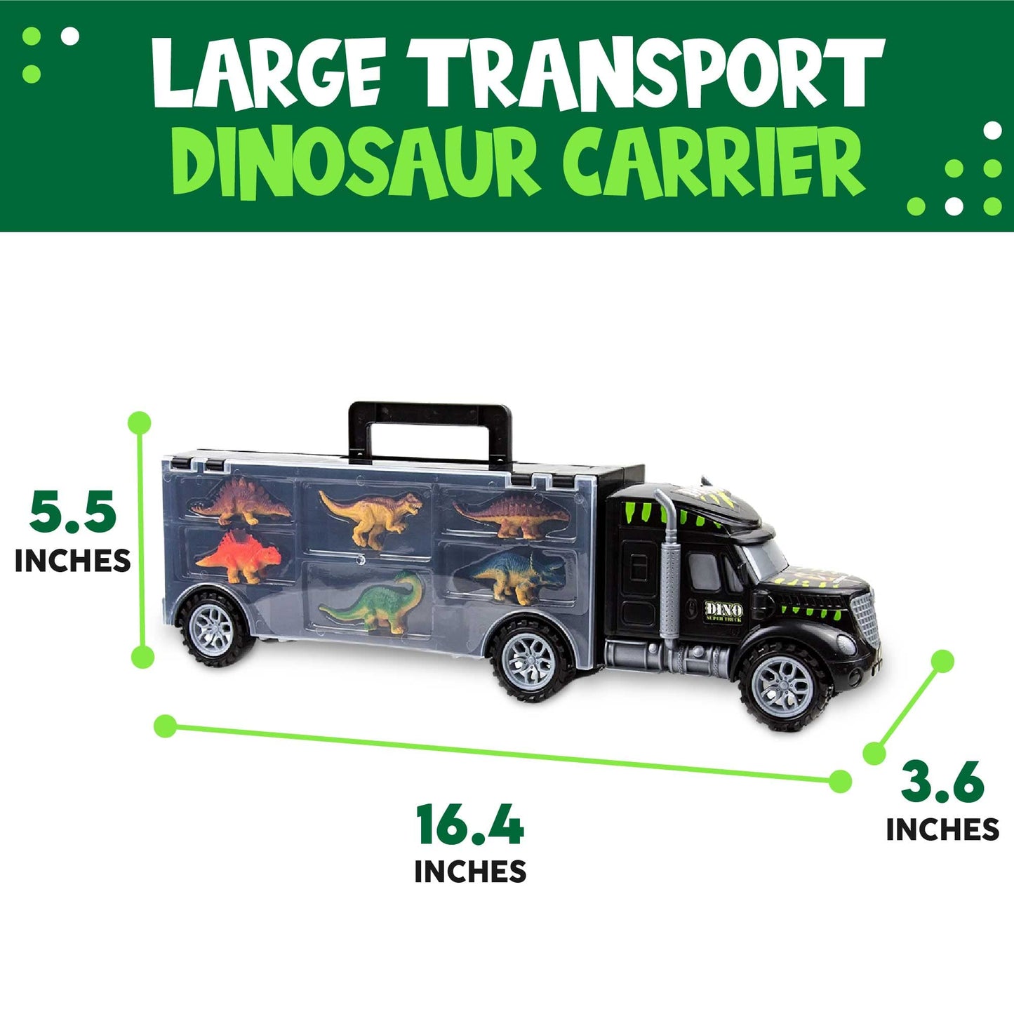 Toysery Dinosaur Transport Carrier Truck for Kids with 6 Vibrant Color Dinosaur Toys. Boys and Girls 3+ Years