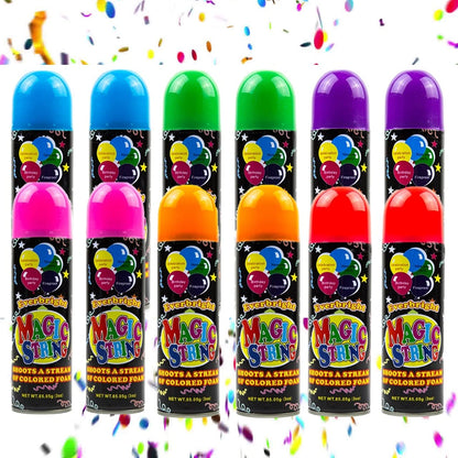 Toysery Party Streamer - Ultimate Spray String for Kids. Elevate Your Celebrations with Crazy String Fun! Comes with 12 Party Spray String in Can