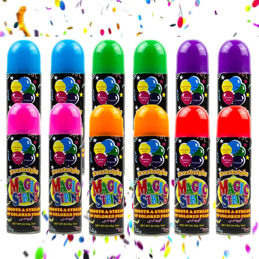 Toysery Party Streamer - Ultimate Spray String for Kids. Elevate Your Celebrations with Crazy String Fun! Comes with 12 Party Spray String in Can