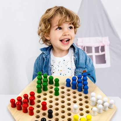 Toysery Chinese Checkers Game for Kids, Interesting Chinese Checkers Board Game with Wooden Marbles, Classic Board Games for Kids 4-6 for Up to Six Players, Educational Strategy Games for Kids