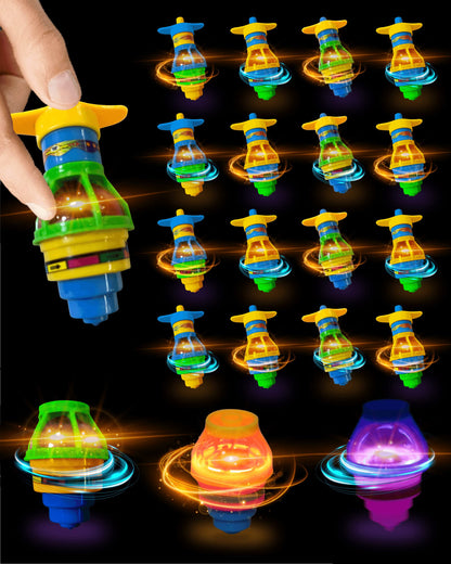 Toysery Gyroscope Spinner Toys with Flashing LED Lights - 20 Pieces Light Up Spinning Tops for Kids